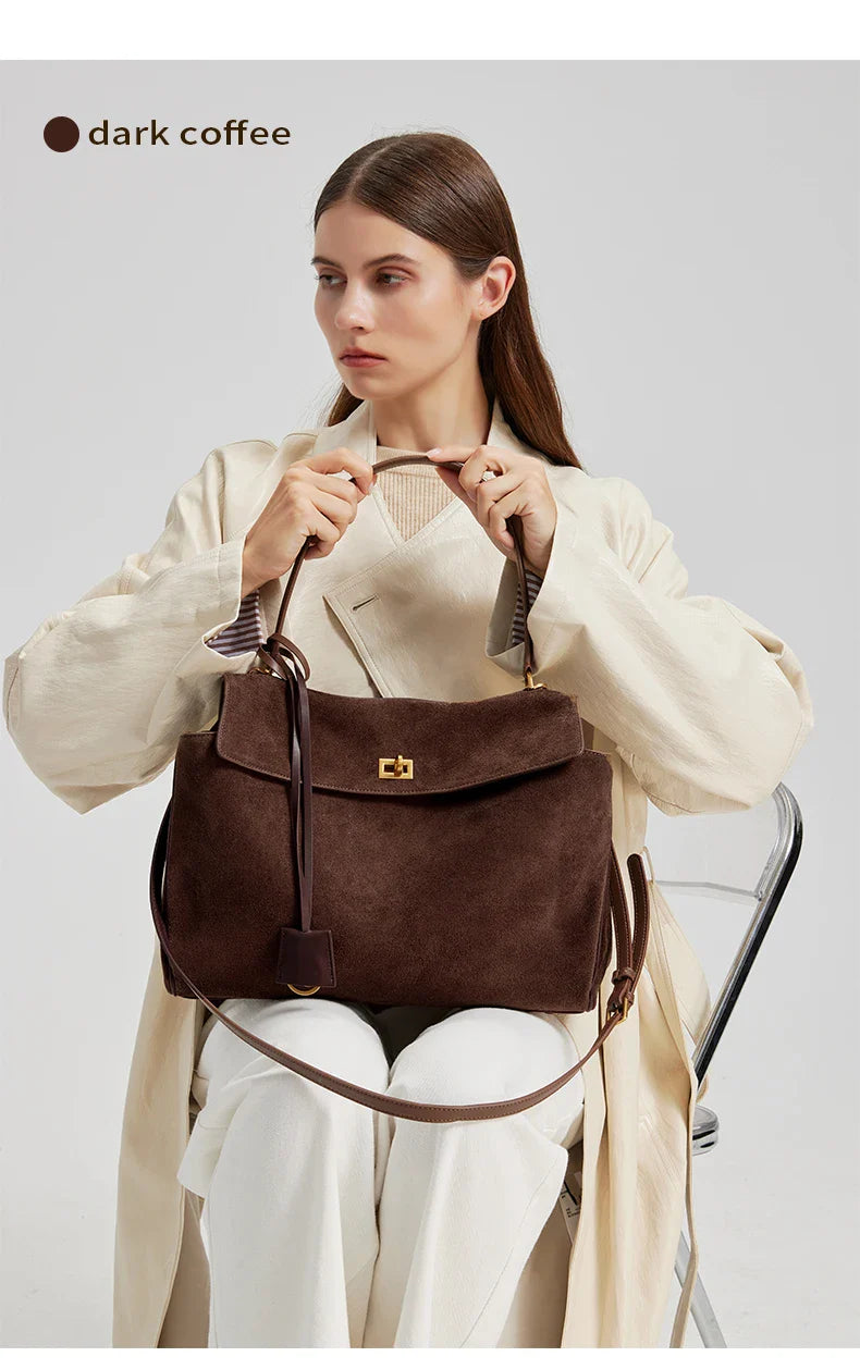 2025 Autumn Winter Women's Suede genuine leather Bag Shoulder Handbag Large Capacity Single Tote Bag Handbag Luxury Designer Bag