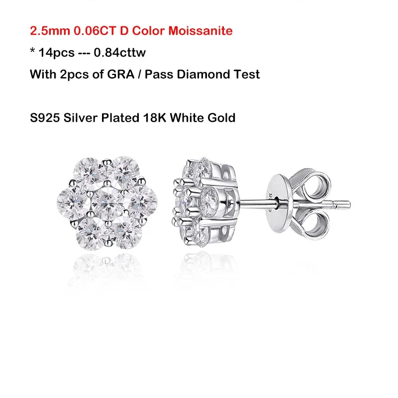 Flower GRA Certified Full 1.5/2.5/3mm D Color Moissanite Bracelet for Woman Men Silver 925 Diamond Hand Link Bracelets Gift