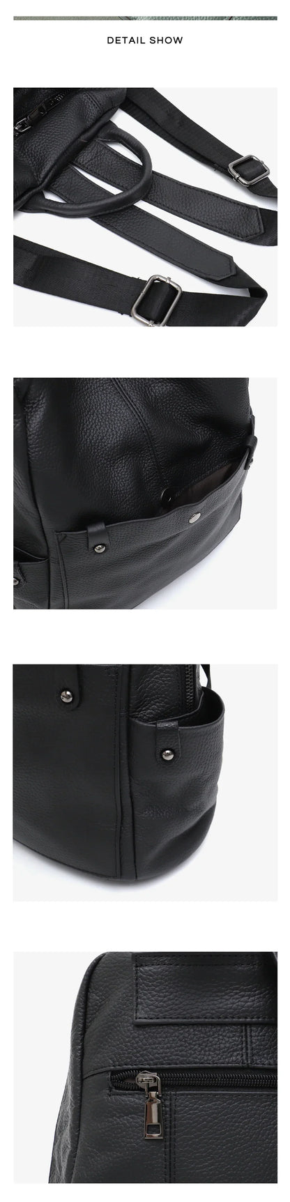 Soft Genuine Cowhide Daily Backpack Women Men Spacious Multi Pockets Fashion Casual Versatile Knapsack Travel Business College