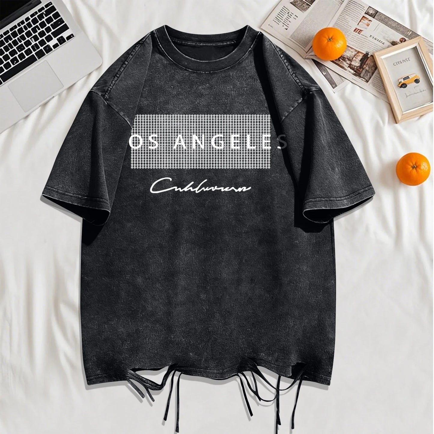 Famous Cities In The United States Washed Holes Male T Shirts Fashion Tee Unisex Cotton Clothing Casual Retro Loose Short Sleeve
