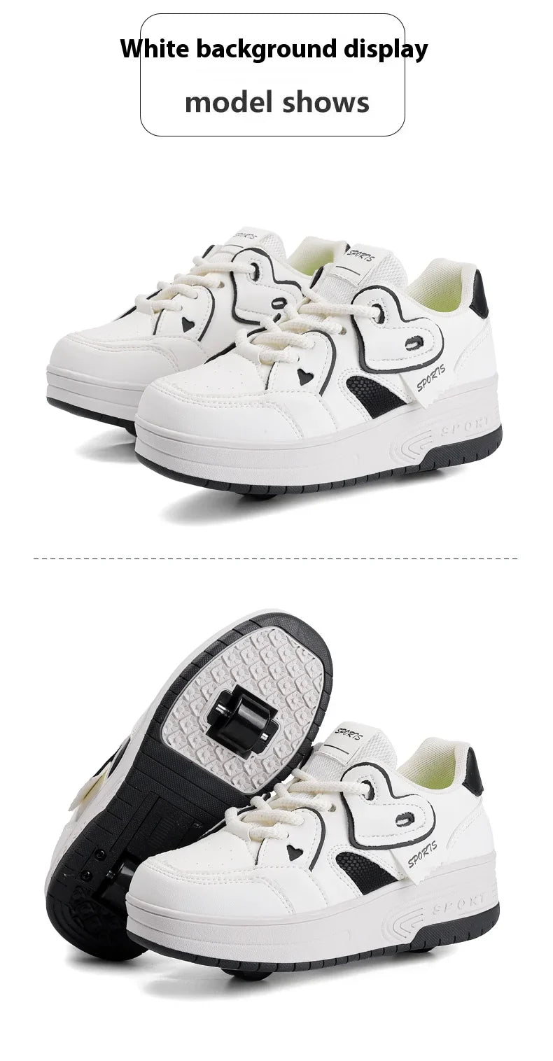 Lace-up breathable walking shoes Girls 2024 new two-wheeled retractable sports roller skates for female students outdoors