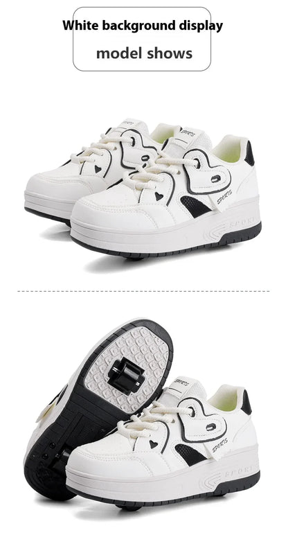 Lace-up breathable walking shoes Girls 2024 new two-wheeled retractable sports roller skates for female students outdoors