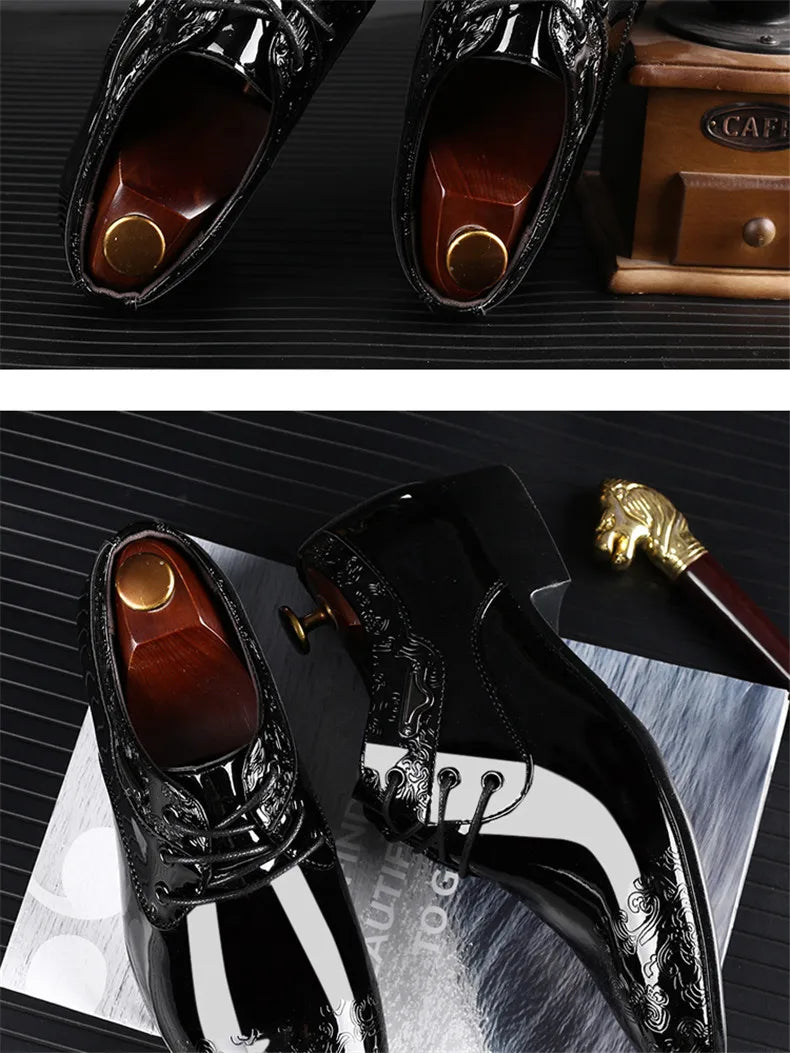 Black Patent Leather Dress Shoes Man Oxfords Shoes Pointed Toe Casual Office Shoes For Men Formal Shoes sapato social masculino