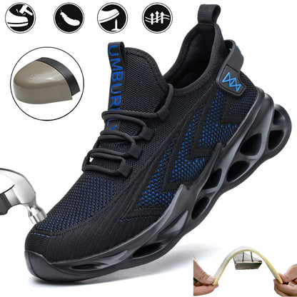 Men's Steel Toe Safety Work Shoes Anti-Smash & Puncture Breathable Lightweight Durable Construction Boots for Industrial Outdoor