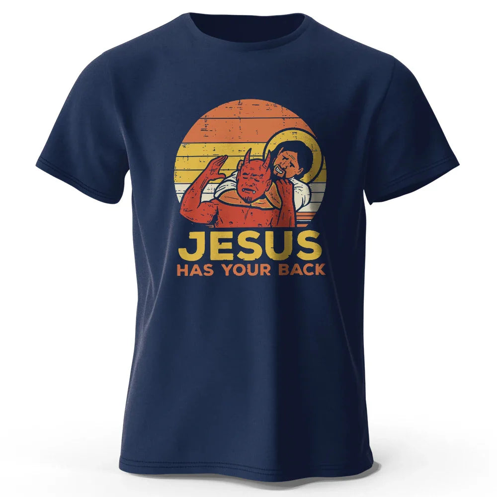 Funny Jesus Printed 100% Cotton T-Shirt, Soft & Breathable Round Neck Short Sleeve Tee, Unisex Quirky & Humorous Style