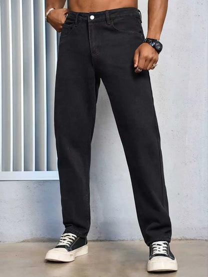 Men's Casual Solid Black Regular fit Jeans