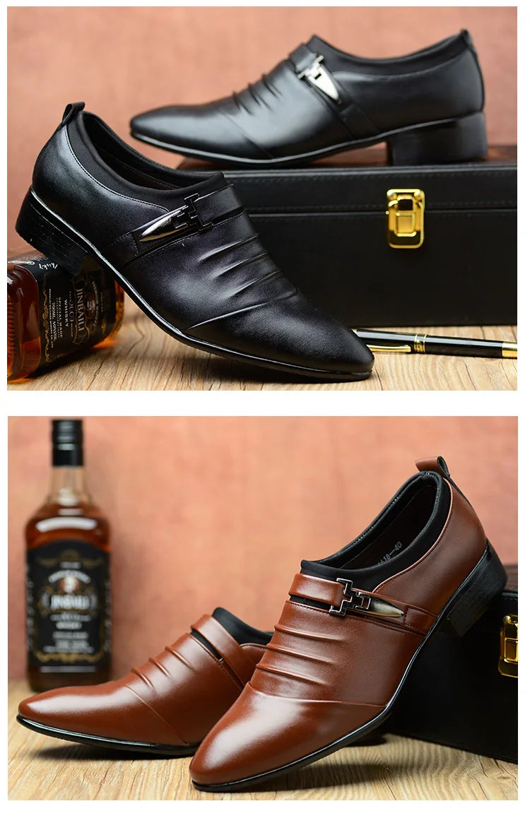 Classic White Men Dress Shoes 2024 Casual Business Leather Shoes for Men Point Toe Wedding Formal Shoes Men Size 46