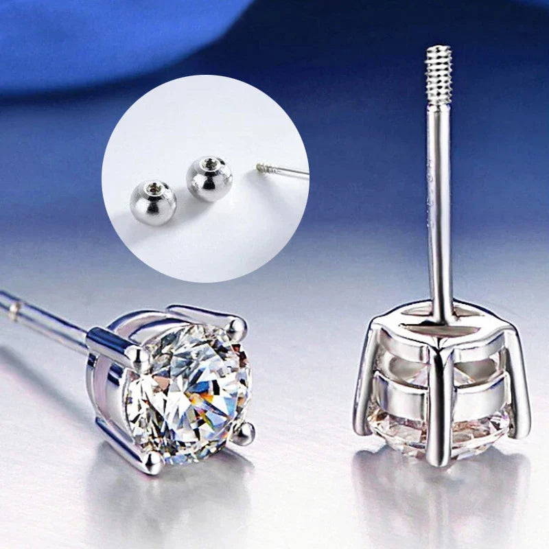 S925 Sterling Silver D Color 1 Carat Moissanite Screw Earrings For Women Fine Jewelry 18K Plated 4 Prong Party Earring Gift