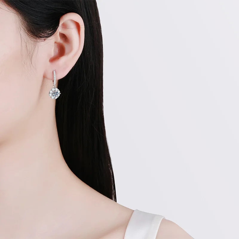 0.5 Carat D Color Moissanite Diamond Screw Earrings for Women S925 Sterling Silver Plated PT950 Drop Earring Fine Jewelry