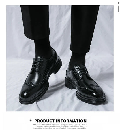 Brown Handmade Leather Men 2026 Oxford Shoes Black Leather Man Formal Classic Brogue Business Shoes Chaussure Homme