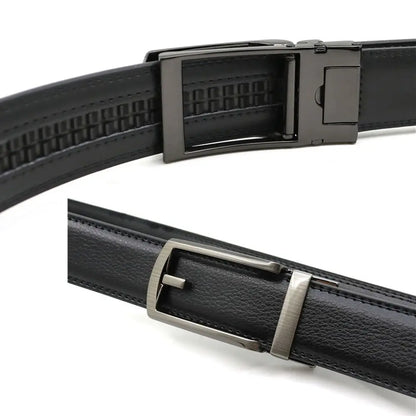 Men's Click Belt Automatic Buckle 110cm 120cm 130cm Comfort Leather Ratchet Dress with Slide Buckle Adjustable Trim