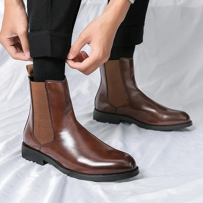 Classic Fashion Men Boots Winter Leather Shoes Autumn Business Chelsea Boots British Style Hombres Botas High Top Footwear Dress