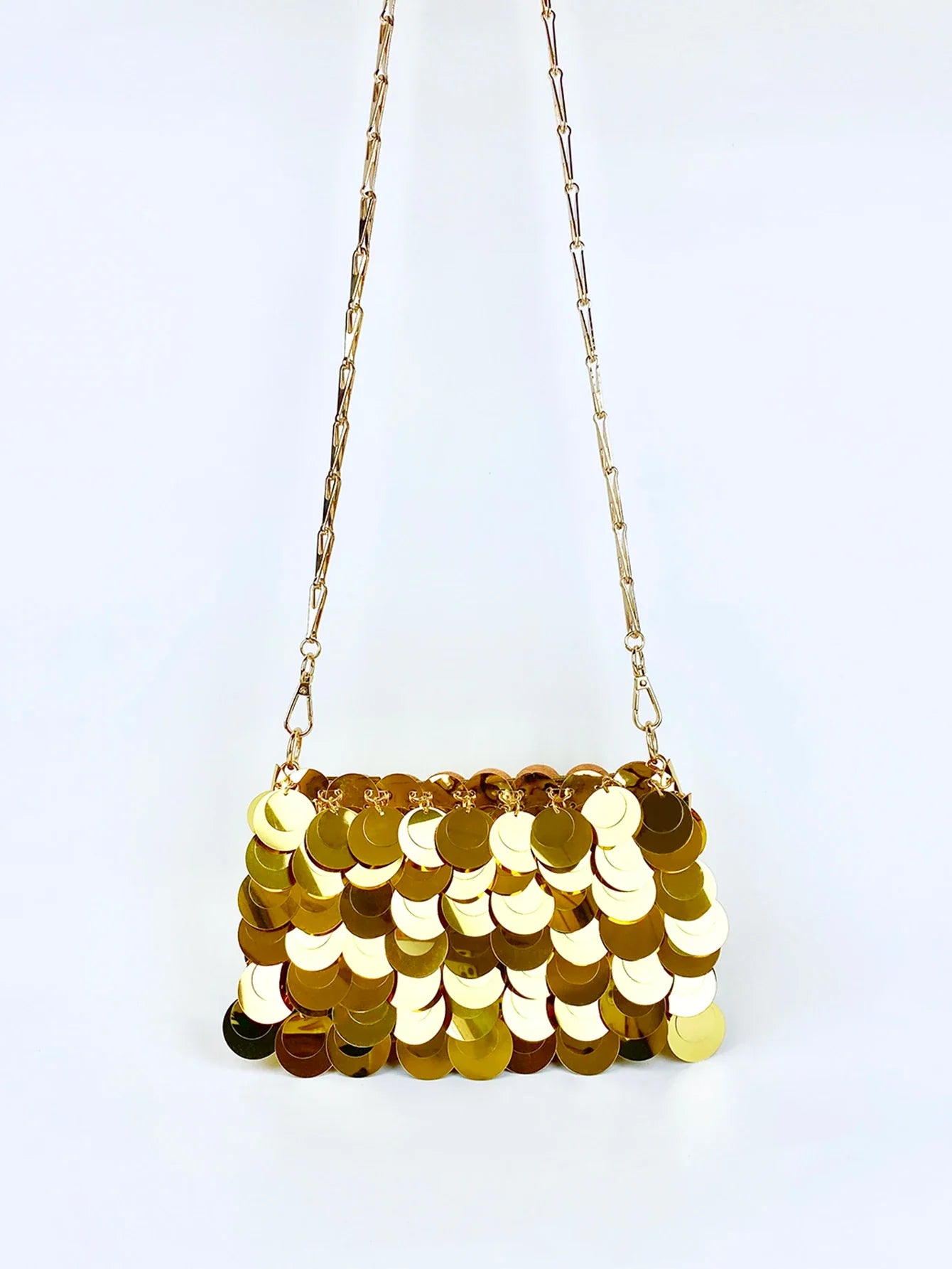 Trendy and cool gold glitter chain, women's fashionable and simple texture, horizontal square bag, personalized bag