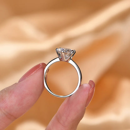 1ct 2ct 3ct Moissanite Ring Round Brilliant Diamond Test Passed 925 Sterling Silver Diamond Solitaire Rings for Women