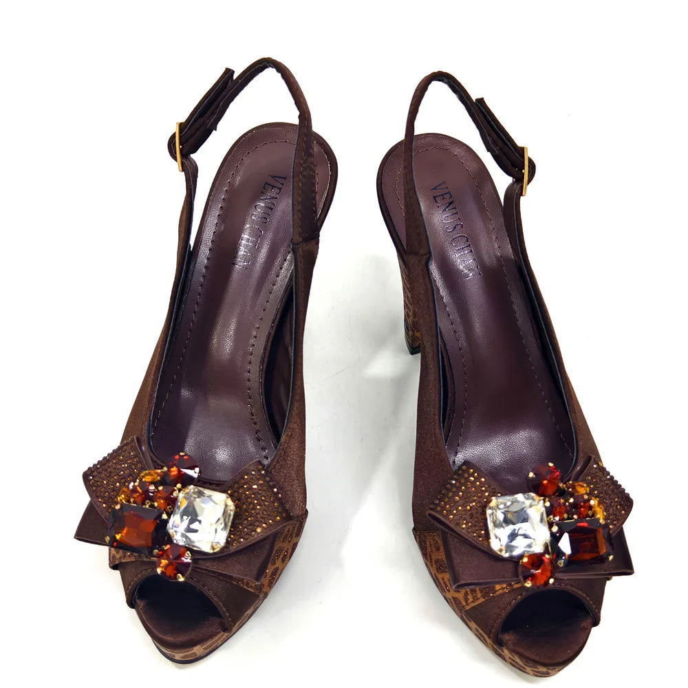 Newest INS Style Black Color Elegant Women High Heels Nigeria Popular Designer African Ladies Shoes And Bag Set