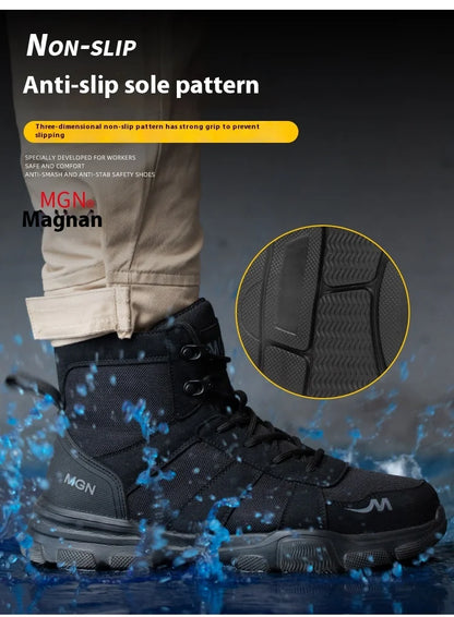Camouflage Safety Boots Men and Women Work Indestructible Shoes Climbing Steel Toe Protective Boots Anti-puncture Safety Shoes