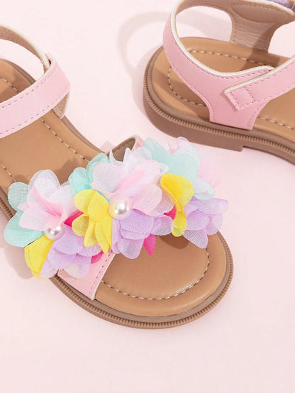 Cute Girls Sandals 2026 New Soft Hook & Loop Beige Kids Princess Shoes Casual Sandals Cute Children Shoes Non-slip