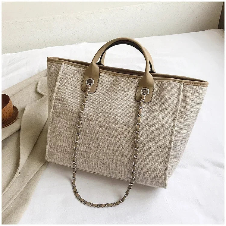 Fashion Make Up Designer Big Women's 2025 New Korean Fashion Casual Large Capacity Shoulder Crossbody Chain Tote Bag