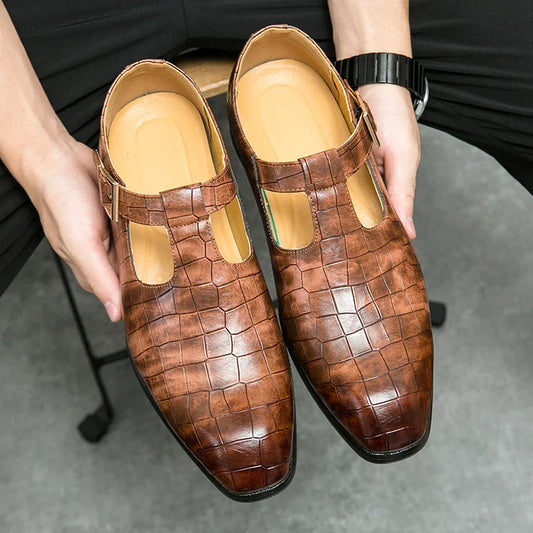 Men's Dress Loafers Handmade PU Leather Shoes