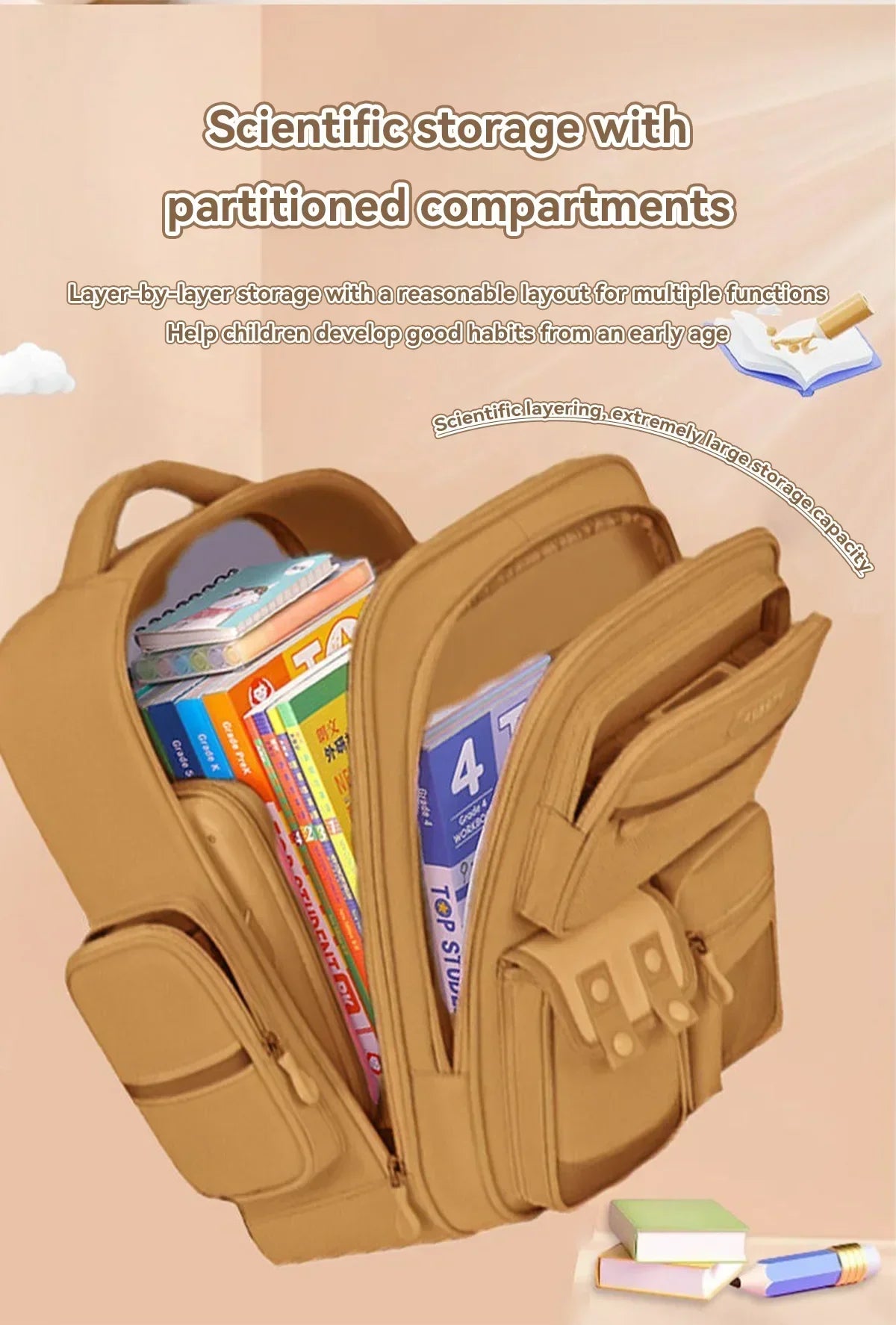 School Bag Waterproof Backpack Large Capacity Alleviate Burden Protecting Spine Widen Straps Backpack for Students Gift