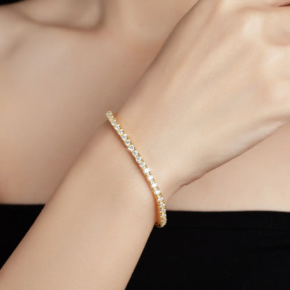 Hidden Spring Buckle Full Moissanite Tennis Bracelet D Color 2/2.5/3/4/5mm Lab Diamond Link Bracelets For Women Man Gift