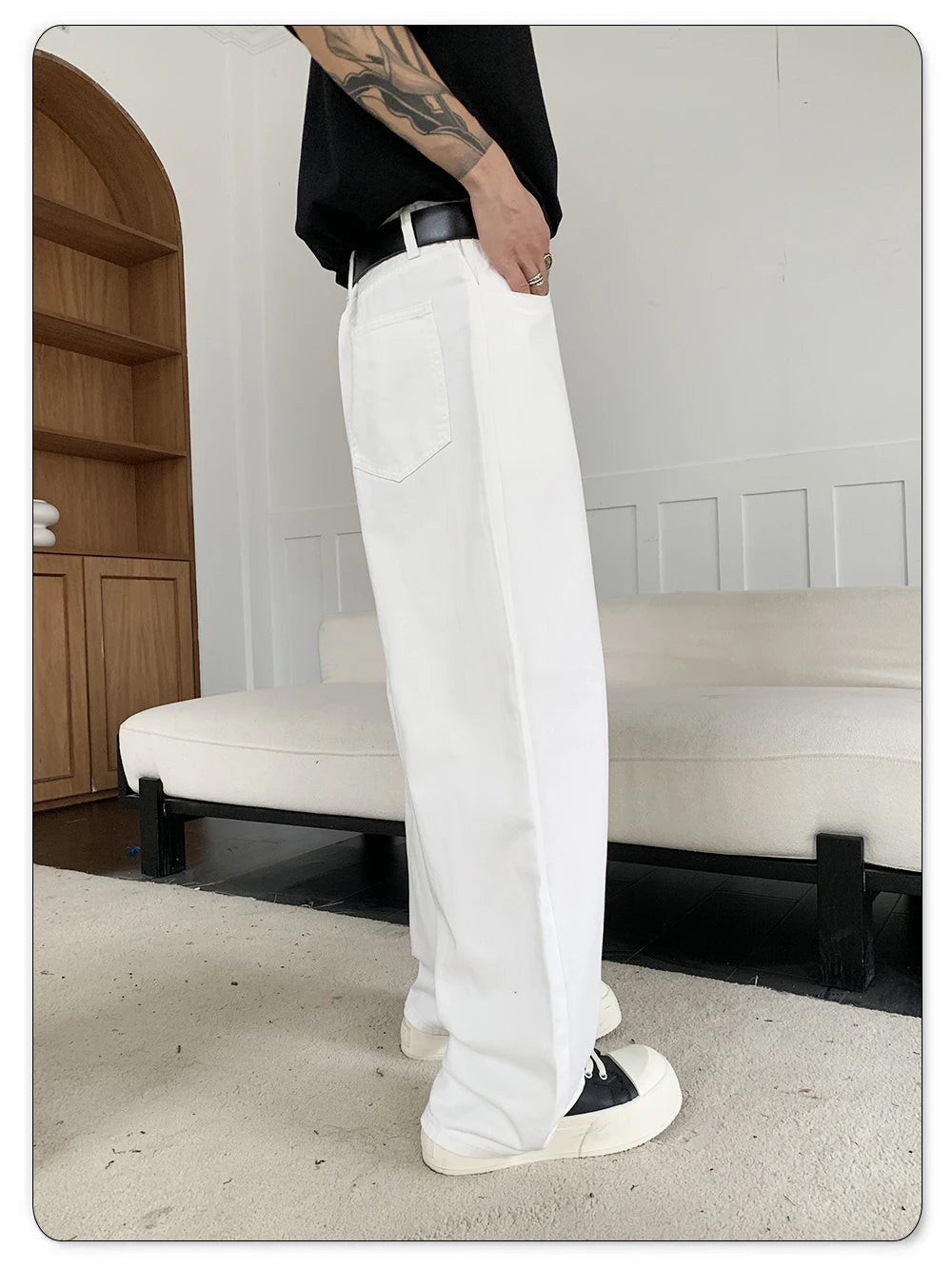 Straight Jeans Men White Loose Unisex Denim Trousers Trend Neutral Jeans Men Baggy Casual Solid Man Women Pants Hip Hop Jeans