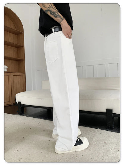 Straight Jeans Men White Loose Unisex Denim Trousers Trend Neutral Jeans Men Baggy Casual Solid Man Women Pants Hip Hop Jeans