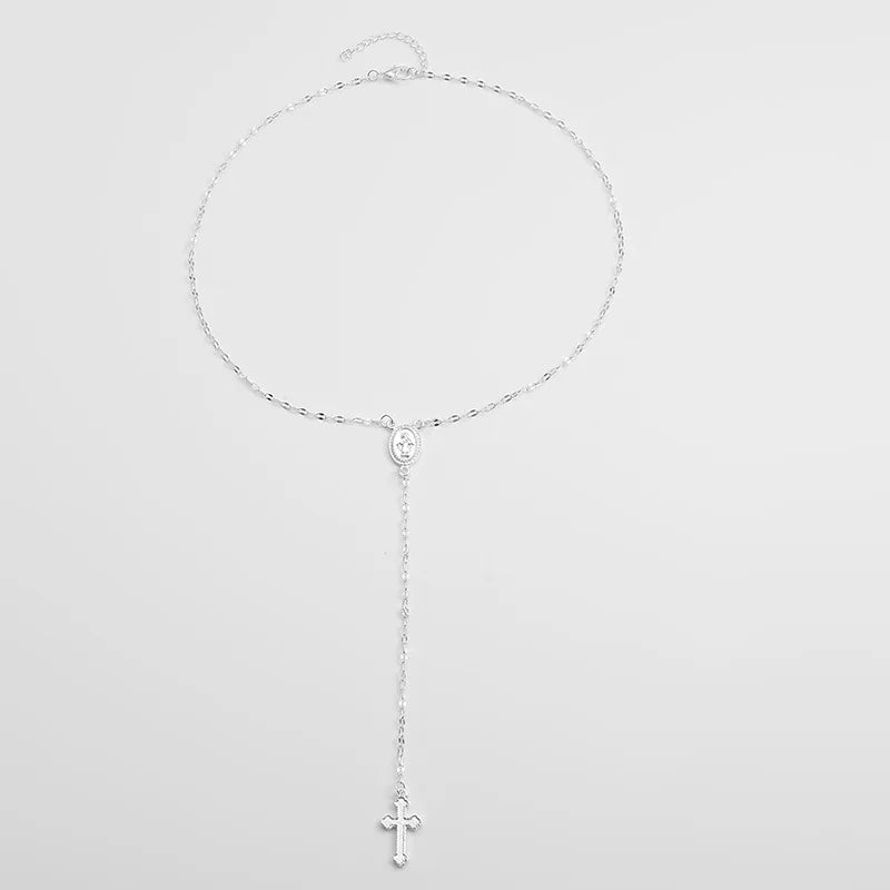 2025 New Fashion Vintage Christian Cross Bohemia Religious Rosary Pendant Necklace For Women Charm Jewelry Gifts Wholesale