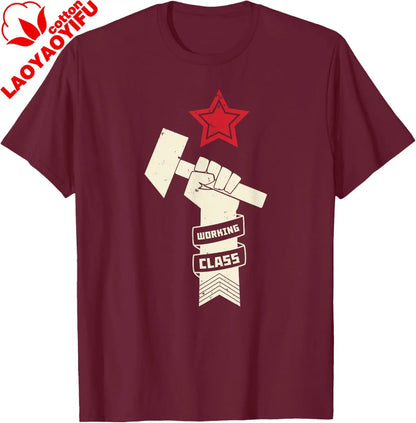Proletariat Russia USSR Soviet Union CCCP Retro Vintage T-Shirt  Print on Demand Casual Streetwear Camisas Streetwear