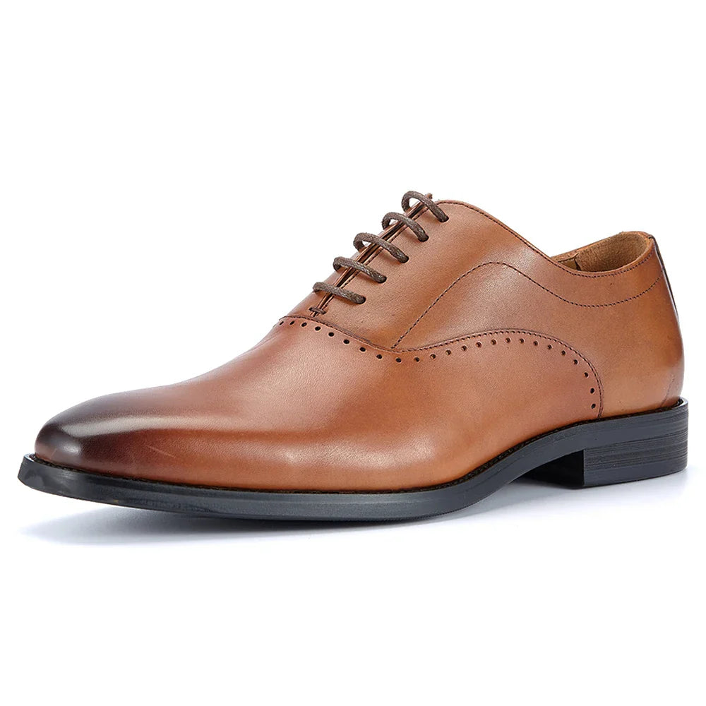 Men's Top Layer Cow Leather Formal Shoes Business Dress Office Comfortable Breathable Leather Lining Wedding Shoes