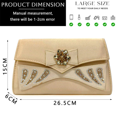 Conjunto Combinando Sapatos e Bolsas Italianos 2024 Peep Toe Salto Alto Cor Pêssego Laço Strass Sapatos Femininos para Festa