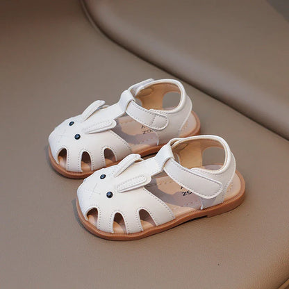 Toddler Children Sandals Rabbit Lovely White Brown Kids Summer Shoes Unisex Breathable Flexiable Comfy Boys Girls Shoes 21-30