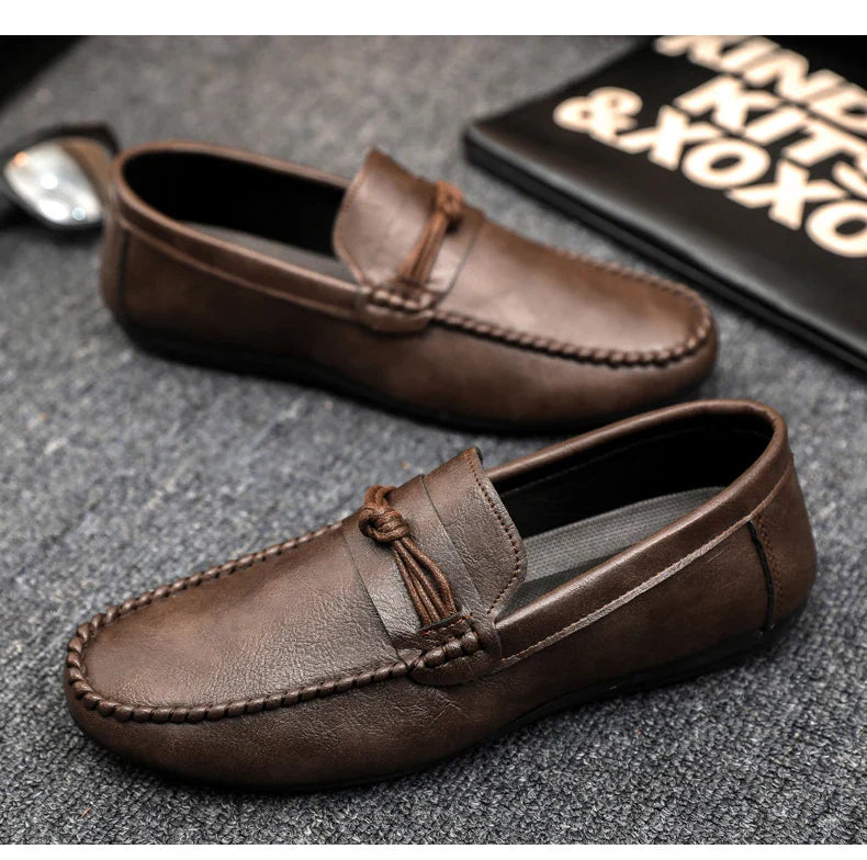 Classic Black Men's Leather Loafers Big Size 46 Slip on Shoes Man Office Shoes Comfortable Soft Flat Casual Shoes For Men