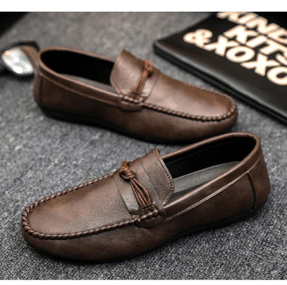 Classic Black Men's Leather Loafers Big Size 46 Slip on Shoes Man Office Shoes Comfortable Soft Flat Casual Shoes For Men