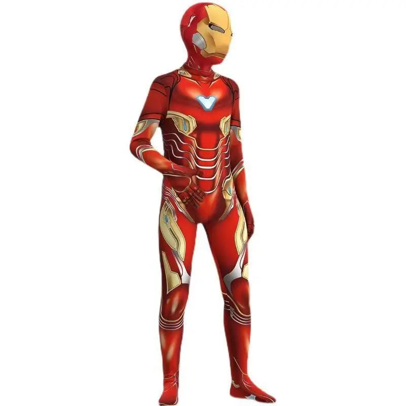Iron Man Children's Jumpsuit Cosplay Costume Superhero Adult Kids Bodysuit Tights Stage Show Clothes Halloween Party Dress Up