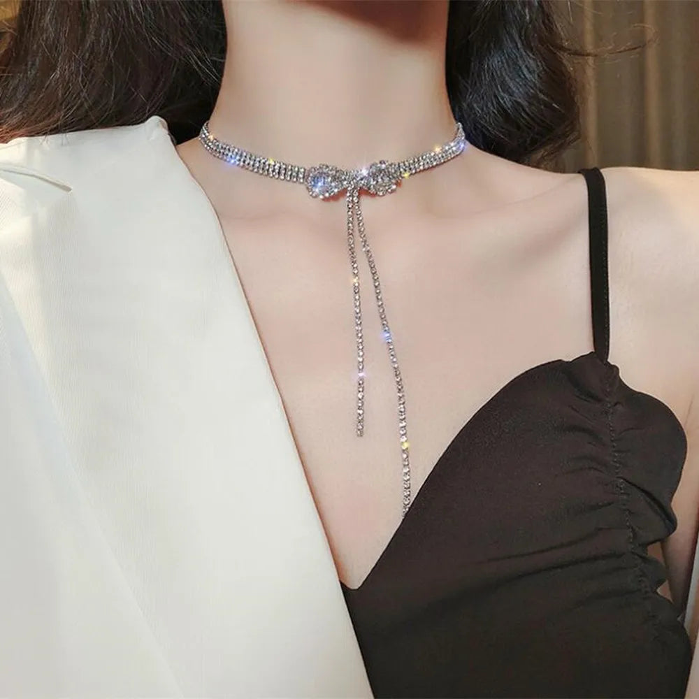 Heart Shape Pendant Necklaces Silver Color 5A Cubic Zirconia Minimalist Style Clavicle Chain Women And Girl Jewelry