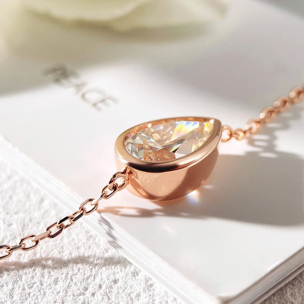 Lucky Clover Full Moissanite Link Bracelet Women S925 Silver Pear Cut Lab Diamond Bridal Adjustable Dainty Hand Chain Gift