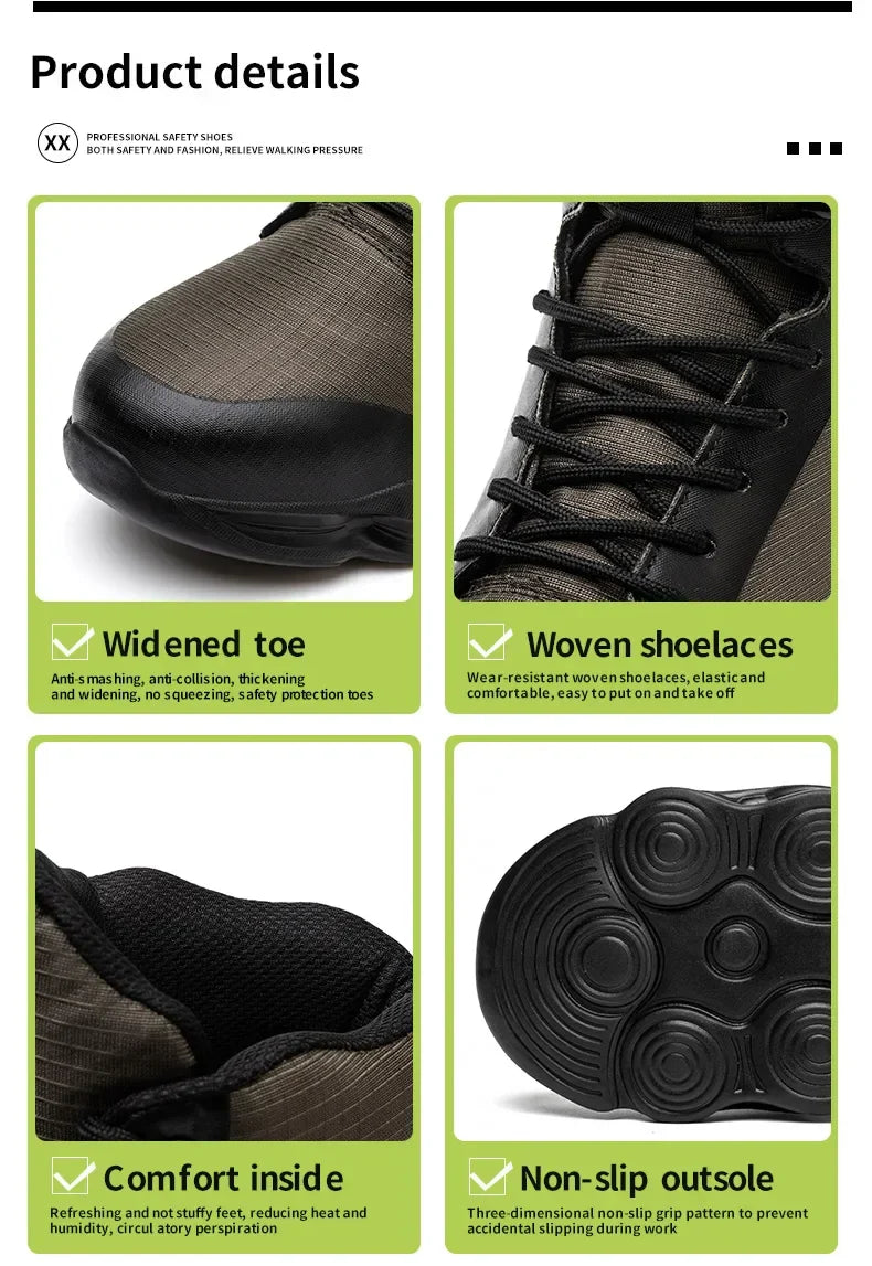 Safety Shoes Men Boots High Top Work Sneakers Steel Toe Cap Anti-smash Puncture-Proof work Boots Indestructible Shoes