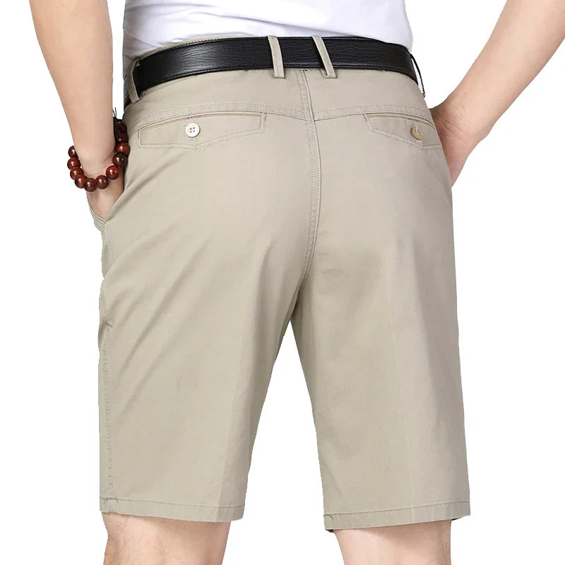 Classic Cotton Board Shorts Knee Length Comfortable Bermuda Shorts Outdoor Beach Shorts Black Khaki
