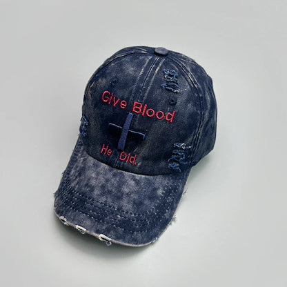 New Unisex Letter Tie-dye Embroidery American Vintage Baseball Hats Versatile Fashion ins Broken Breathable Casual Peaked Caps