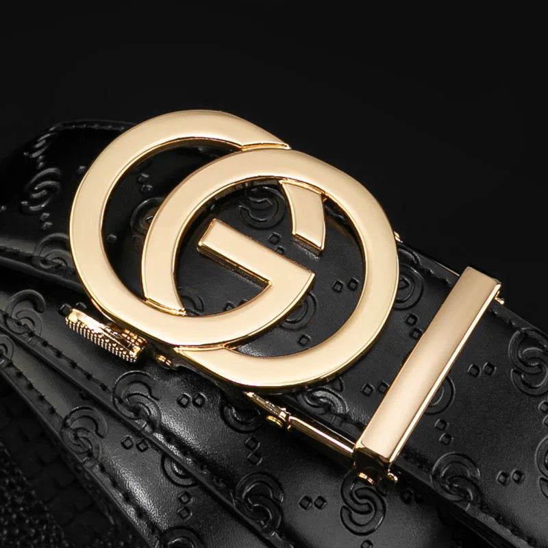 New Width 3.4cm Men's Belt Business Formal Real Leather Canvas Male Belt High Quality Metal Automatic Buckle Belt for men jeans