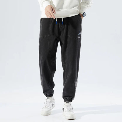 Spring Summer Men's Jogger Jeans Slight Stretch Denim Cargo Pants Black Blue Streetwear Baggy Jeans Trousers