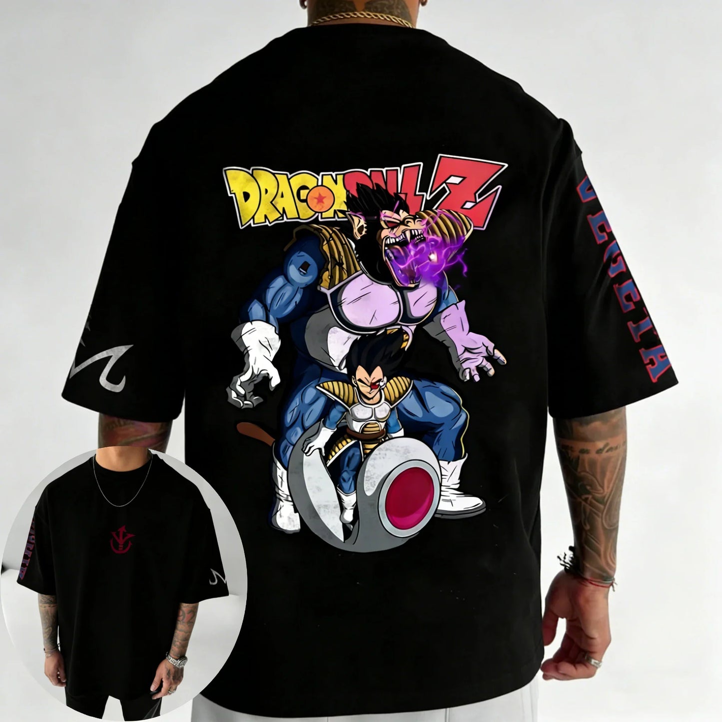 Anime Oversized Cotton T-shirt Summer New Vegeta Printed Men's and Women's Street Hip Hop Loose Casual Top