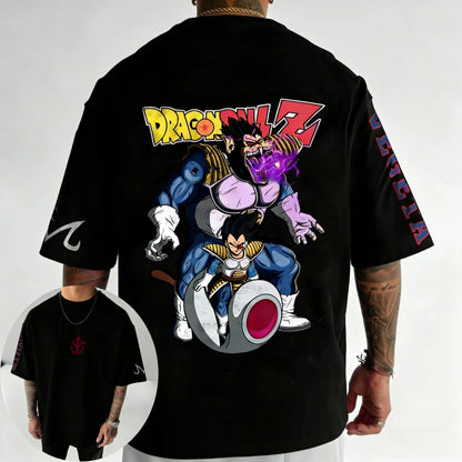 Anime Oversized Cotton T-shirt Summer New Vegeta Printed Men's and Women's Street Hip Hop Loose Casual Top