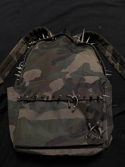 punk rivet leopard print backpack men's bag large capacity fashion Backpacks for women