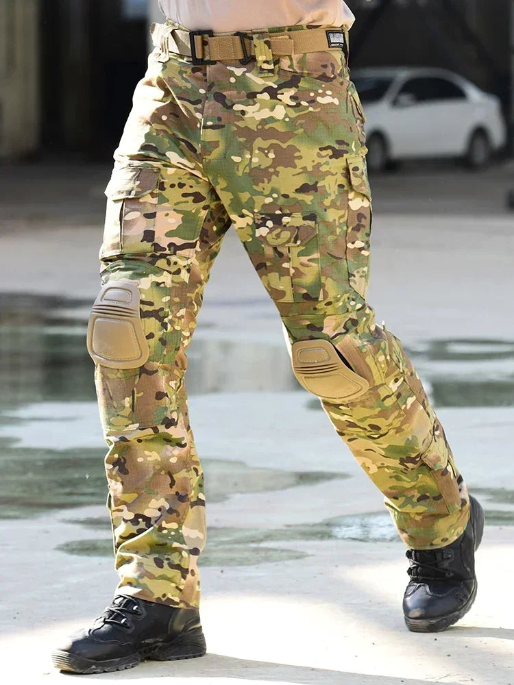 Camouflage Hunting Tactical Pants Training Wear-resistant Hiking Pants Hunting Outdoors Camping Cargo Pant with Knee Pads New
