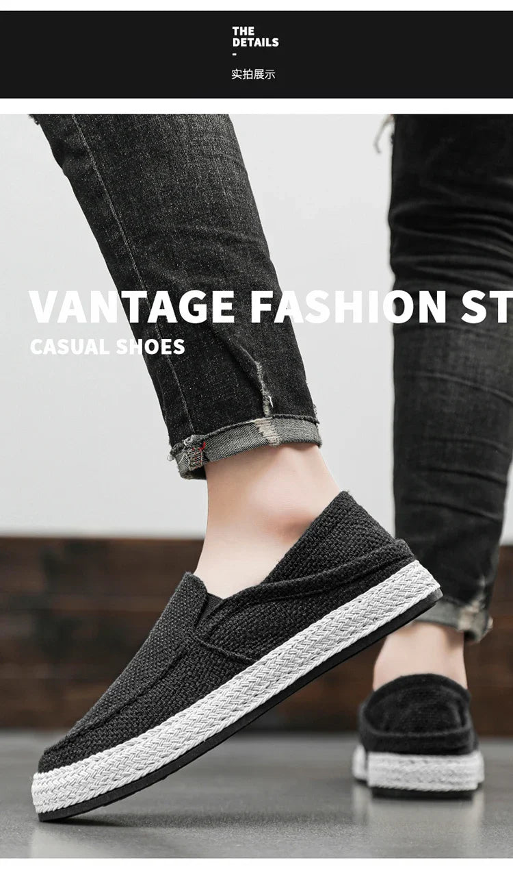Summer Casual Loafers Men Breathable Slip On Urban Shoes Men Classic Linen Canvas Sneakers Male Light Flats Lazy Shoes Cheap