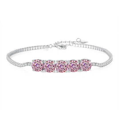 Pink Blue Green Moissanite Diamond Link Bracelet 6.5mm 5cttw for Woman 925 Silver Plated 18K Adjustable Chain Bracelets