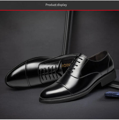New Men 37-46 Men's Flat / 6CM Heightening Elevator Shoes Business Formal Leather Shoes Man British Casual Wedding Suit Shoes
