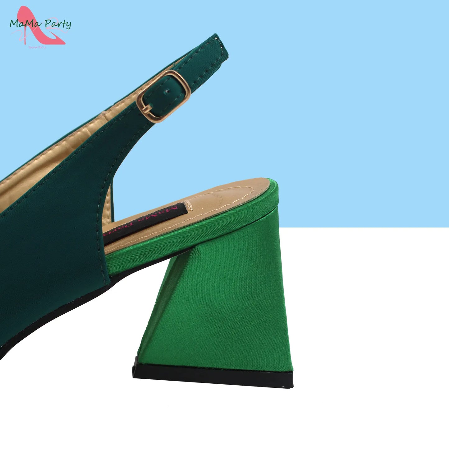 Design Italian Women Shoes and Bag Set in Green Color High Quality Comfortable Heels with Appliques for Wedding